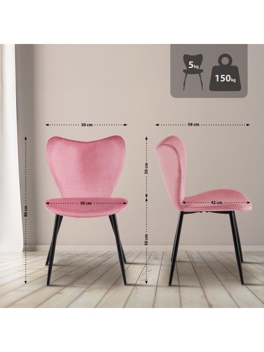 Eetkamerstoel Maika fluweel, roze