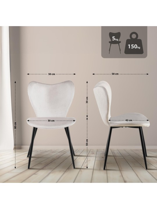 Eetkamerstoel Maika fluweel, grijs