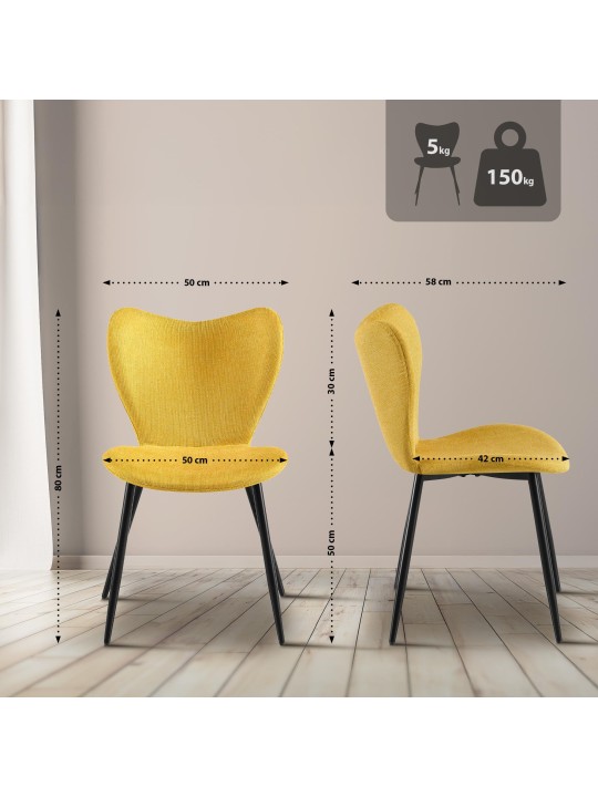 Eetkamerstoel Maika stof, geel