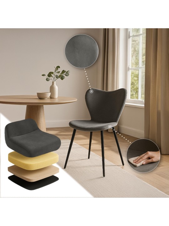 Eetkamerstoel Maika fluweel, antraciet