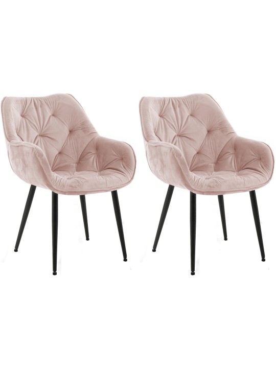 Set van 2 stoelen Tanna fluweel, roze
