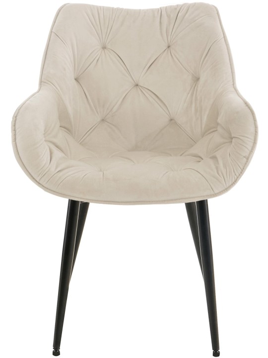 Set van 2 stoelen Tanna fluweel, crème