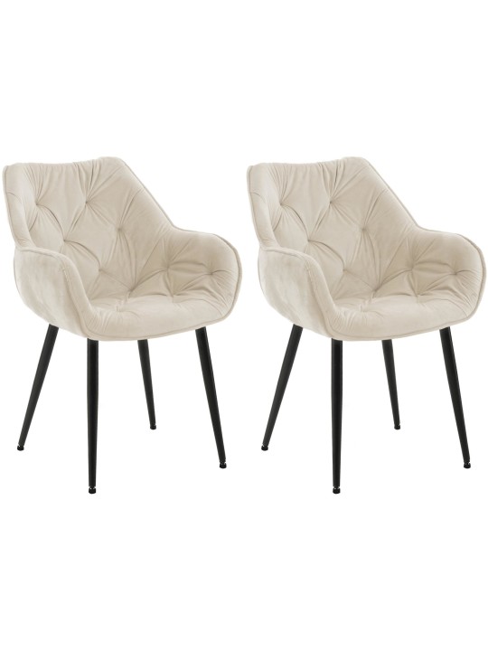 Set van 2 stoelen Tanna fluweel, crème