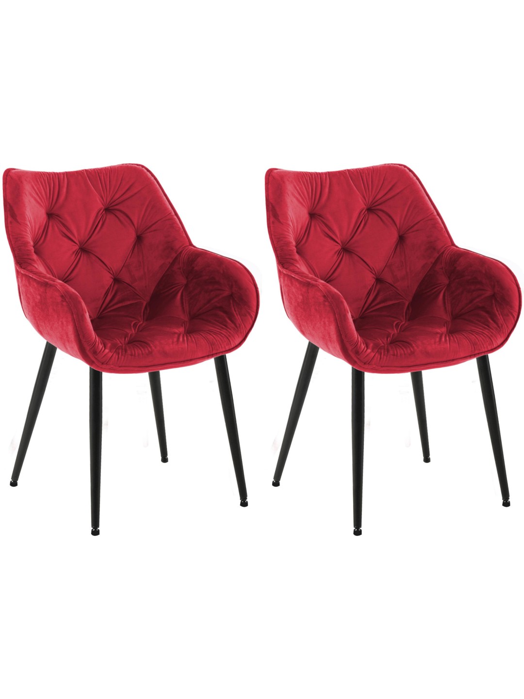 Set van 2 stoelen Tanna fluweel, rood