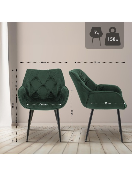 Set van 2 stoelen Tanna fluweel, groen