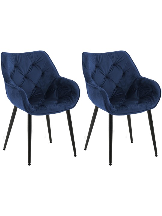 Set van 2 stoelen Tanna fluweel, donkerblauw
