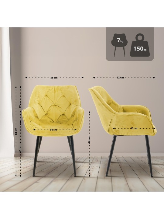 Set van 2 stoelen Tanna fluweel, geel