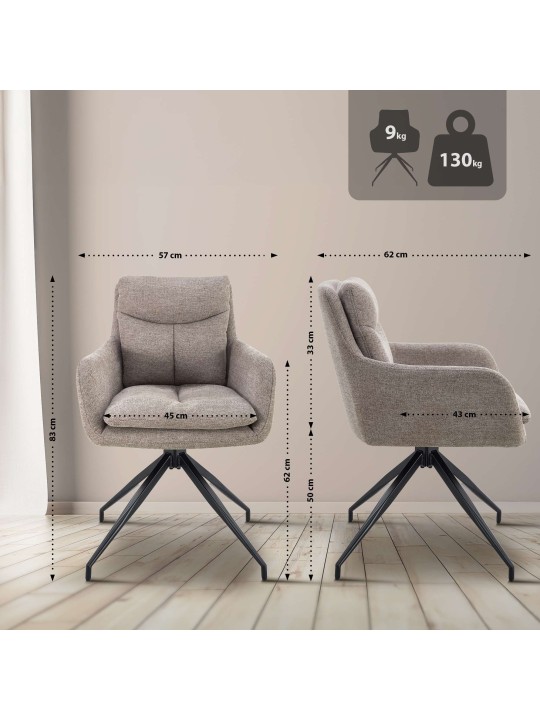 Set van 2 eetkamerstoelen Somers stof, taupe