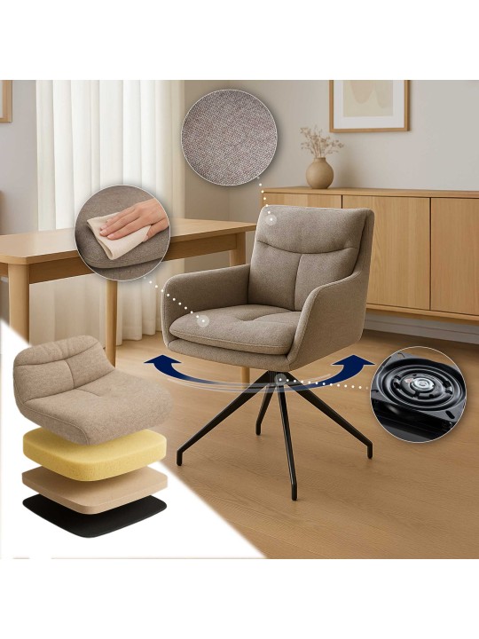 Set van 2 eetkamerstoelen Somers stof, taupe