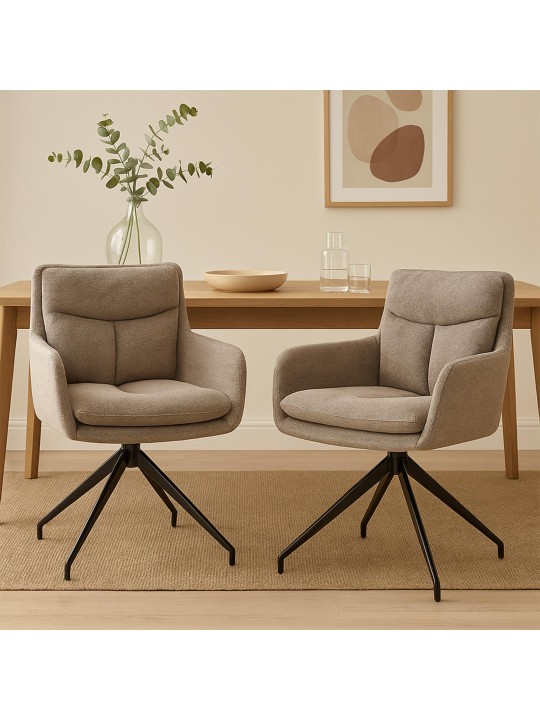 Set van 2 eetkamerstoelen Somers stof, taupe