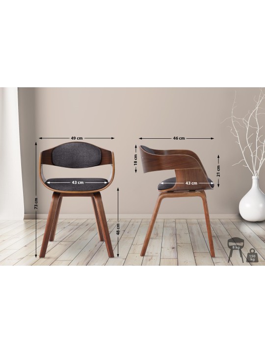 Bezoekersstoel Kingston stof, walnoot/lichtgrijs Bezoekersstoel Kingston stof, walnoot/lichtgrijs