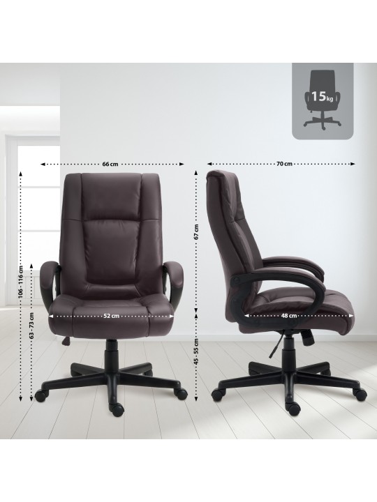 Bureaustoel XL Sparta kunstleer, bruin