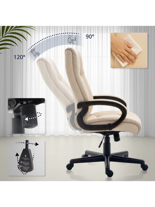 Bureaustoel XL Sparta kunstleer, crème