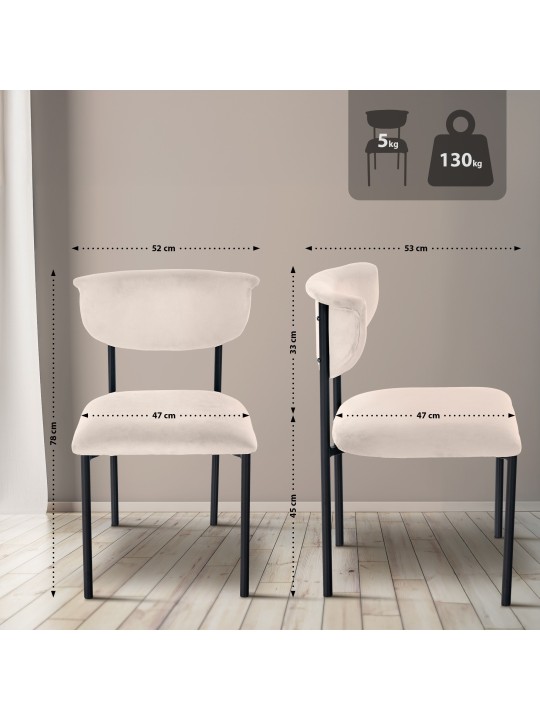 Set van 2 bezoekersstoelen Gambell fluweel, crème