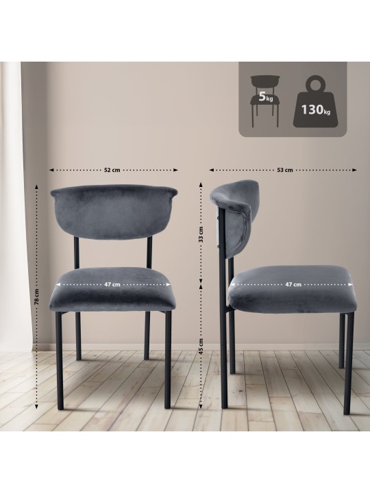 Set van 2 bezoekersstoelen Gambell fluweel, donkergrijs