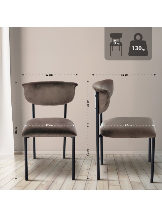 Set van 2 bezoekersstoelen Gambell fluweel, bruin