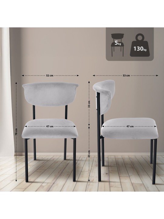 Set van 2 bezoekersstoelen Gambell fluweel, grijs