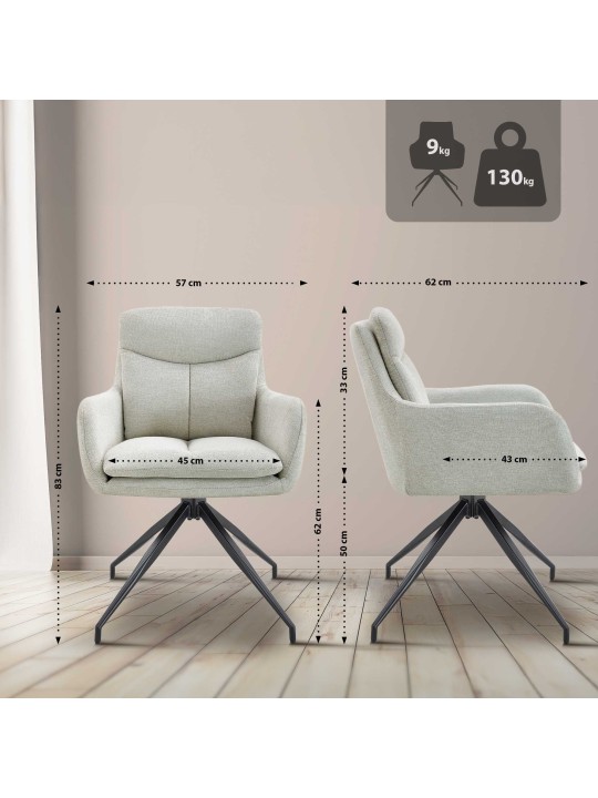 Eetkamerstoel Somers stof, crème