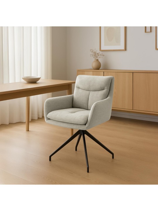 Eetkamerstoel Somers stof, crème