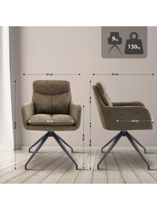 Eetkamerstoel Somers stof, bruin