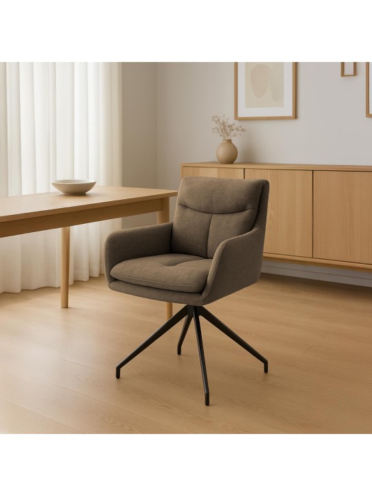 Eetkamerstoel Somers stof, bruin