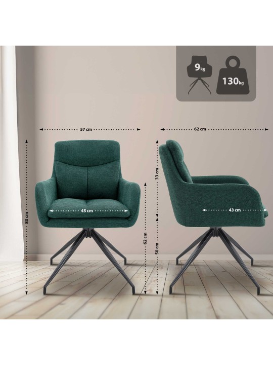 Eetkamerstoel Somers stof, groen