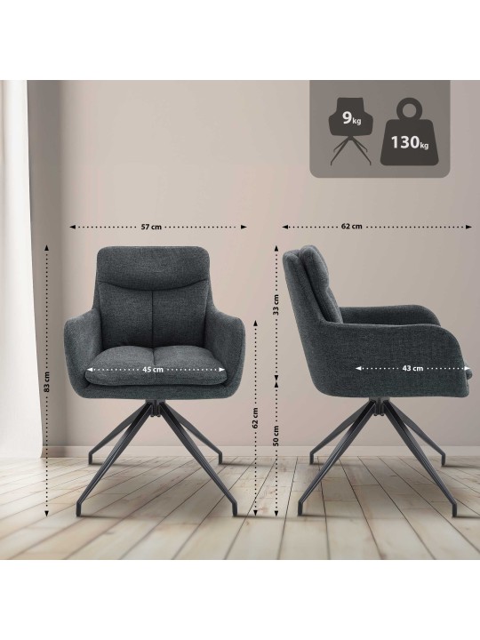 Eetkamerstoel Somers stof, donkergrijs Eetkamerstoel Somers stof, donkergrijs