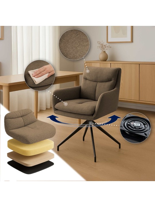 Eetkamerstoel Somers stof, bruin