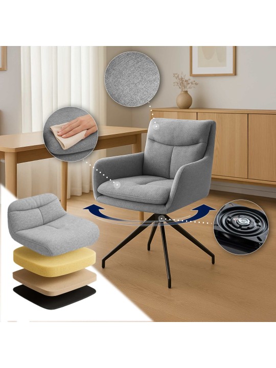 Eetkamerstoel Somers stof, lichtgrijs Eetkamerstoel Somers stof, lichtgrijs