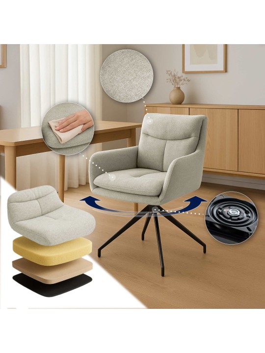 Set van 2 eetkamerstoelen Somers stof, crème