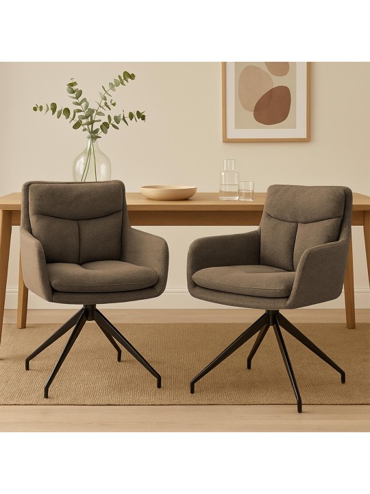 Set van 2 eetkamerstoelen Somers stof, bruin