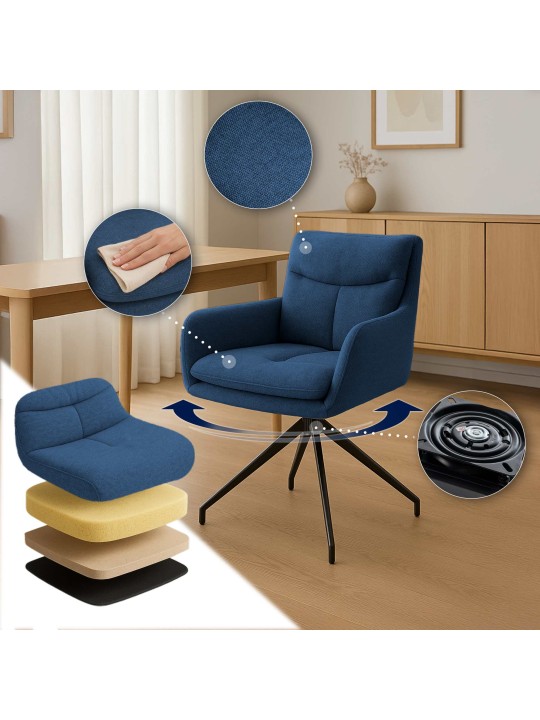Set van 2 eetkamerstoelen Somers stof, blauw