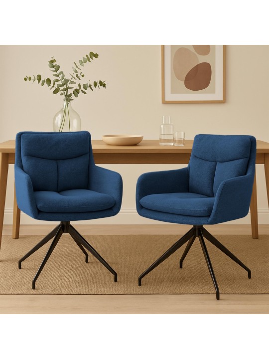 Set van 2 eetkamerstoelen Somers stof, blauw