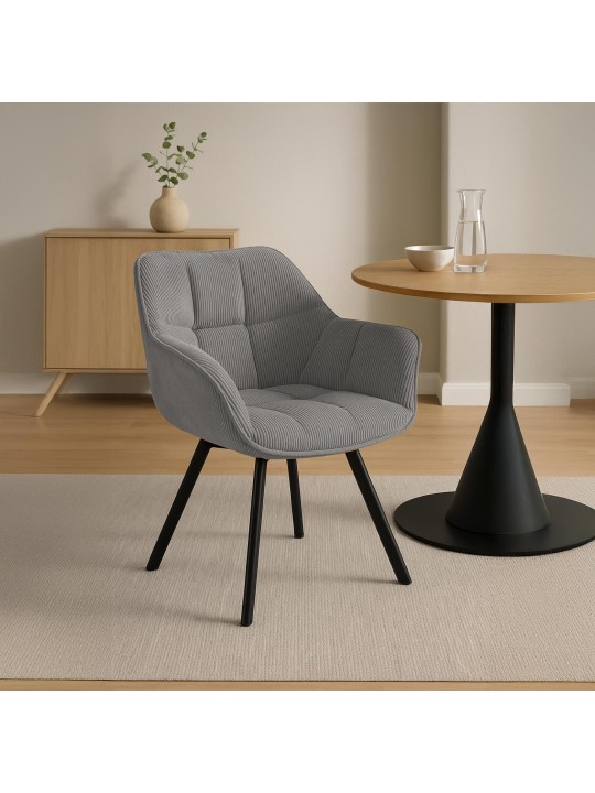 Eetkamerstoel Jordi Cord, grijs