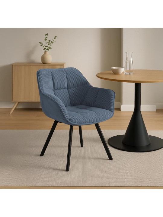Eetkamerstoel Jordi Cord, blauw