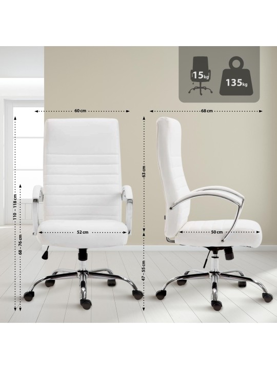 Bureaustoel Wallis kunstleer, wit