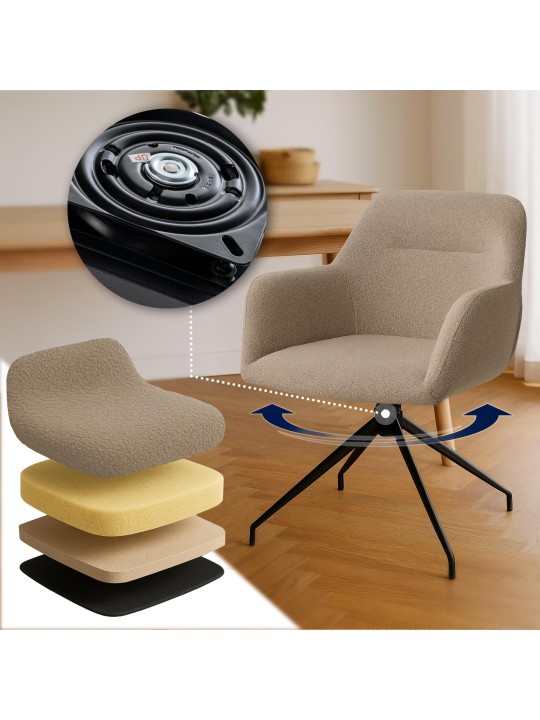 Eetkamerstoel Merlinda stof Teddy, taupe Eetkamerstoel Merlinda stof Teddy, taupe