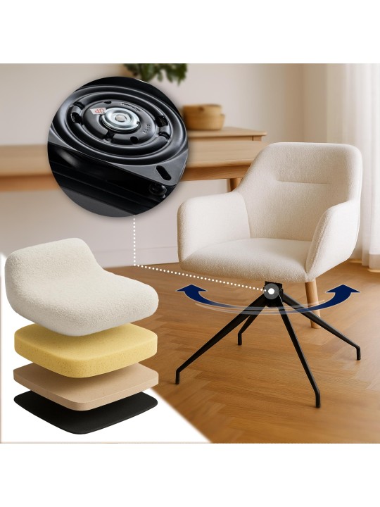 Eetkamerstoel Merlinda stof Teddy, crème Eetkamerstoel Merlinda stof Teddy, crème