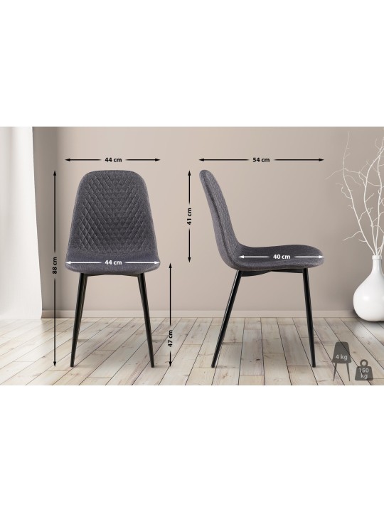 Set van 4 stoelen Giverny stof, donkergrijs