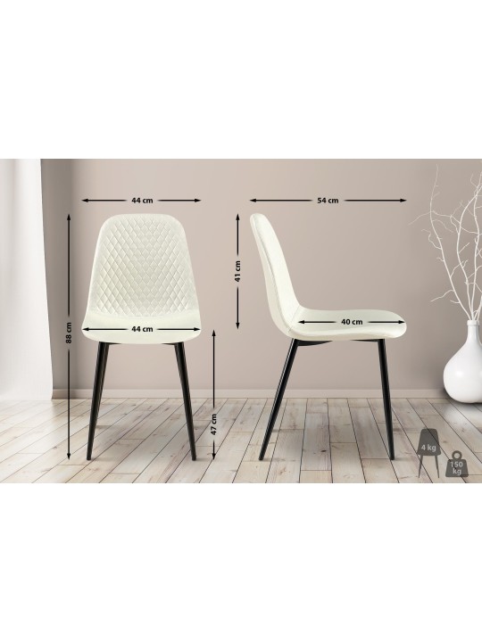Set van 4 stoelen Giverny stof, crème