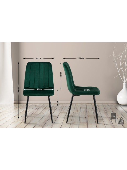 Set van 4 stoelen Dijon fluweel, groen