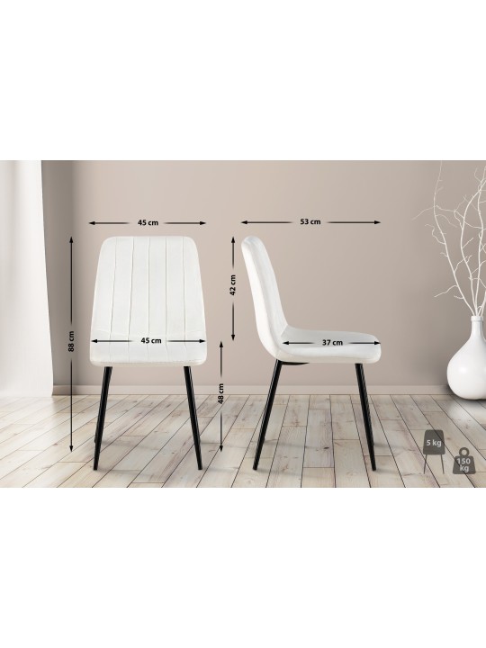 Set van 4 stoelen Dijon fluweel, crèmewit