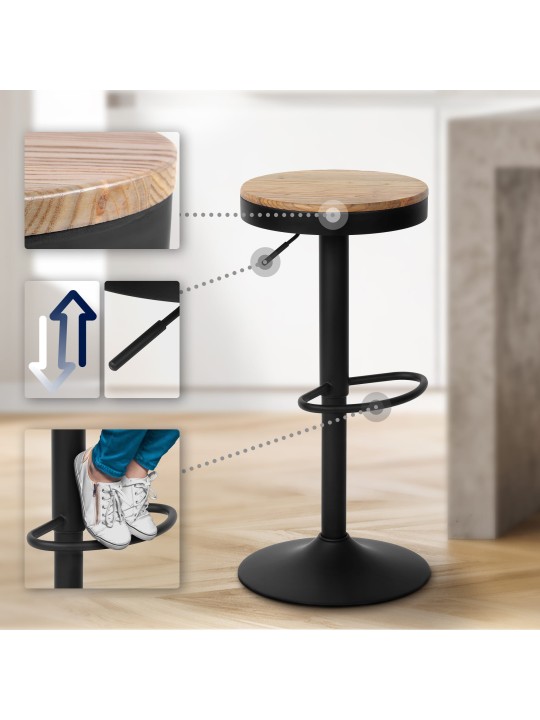 Set van 2 barkrukken Pitas, naturel