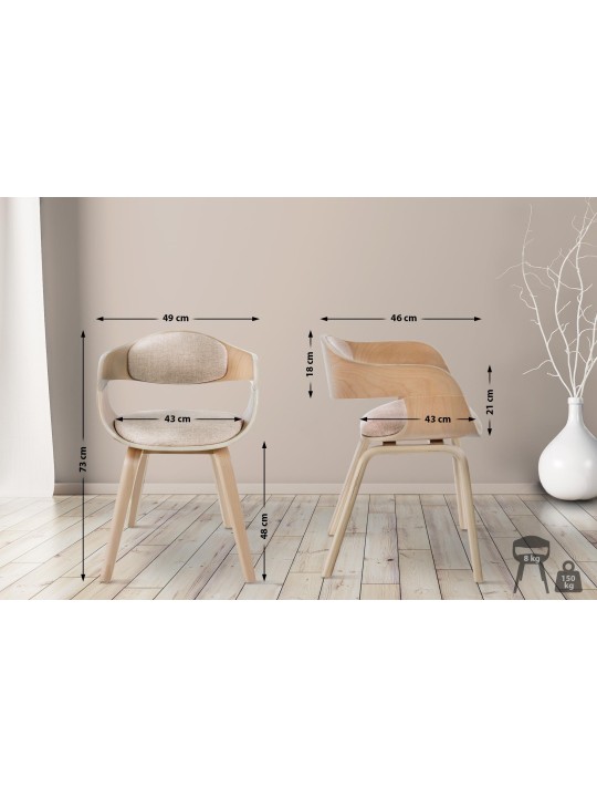 Set van 2 stoelen Kingston stof, naturel/crème