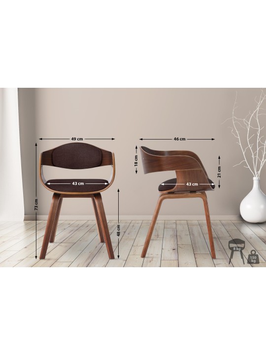 Set van 2 stoelen Kingston stof, walnoot/bruin