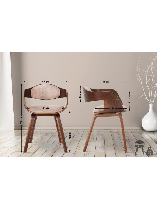 Set van 2 stoelen Kingston stof, walnoot/crème