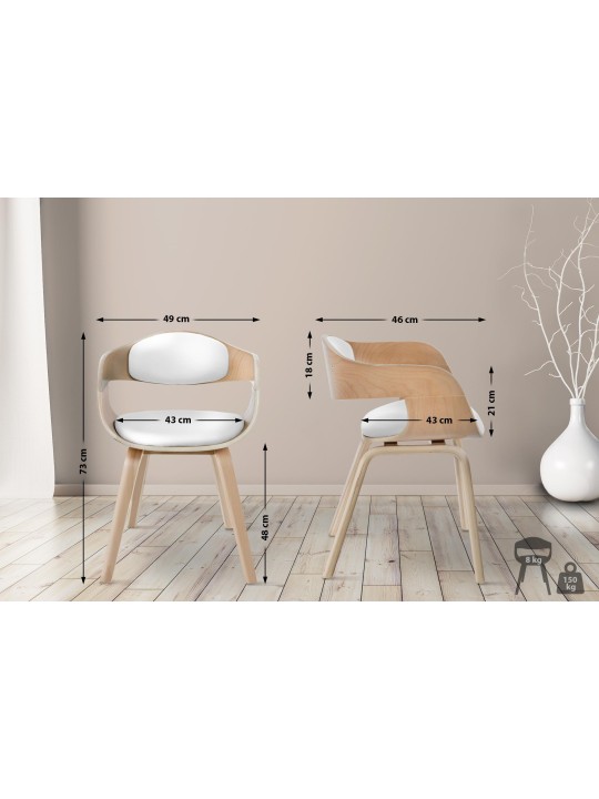 Set van 2 stoelen Kingston kunstleer, naturel/wit