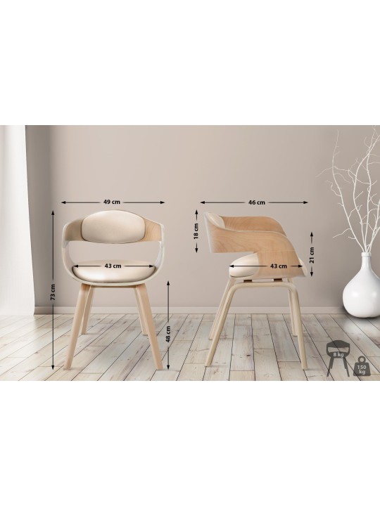 Set van 2 stoelen Kingston kunstleer, naturel/crème