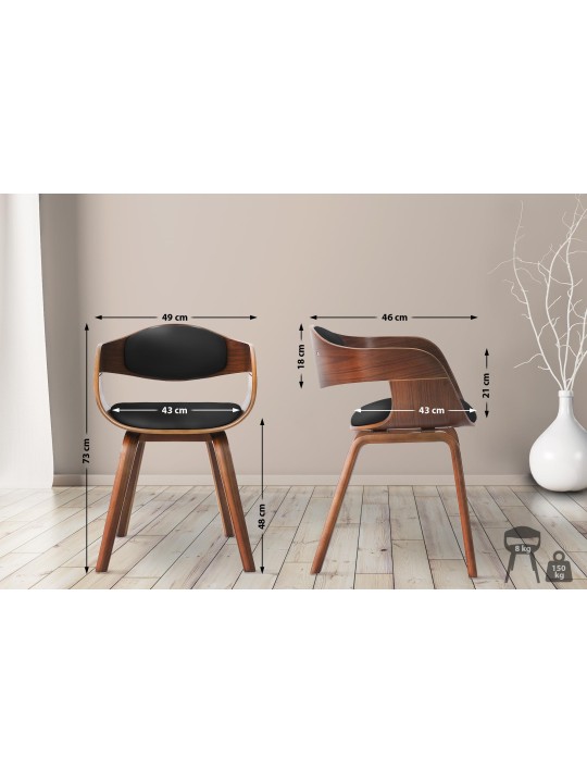 Set van 2 stoelen Kingston kunstleer, walnoot/zwart