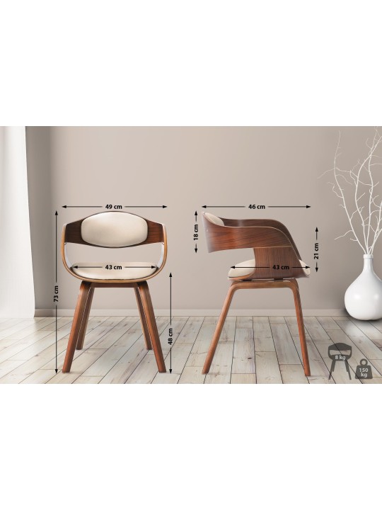 Set van 2 stoelen Kingston kunstleer, walnoot/crème